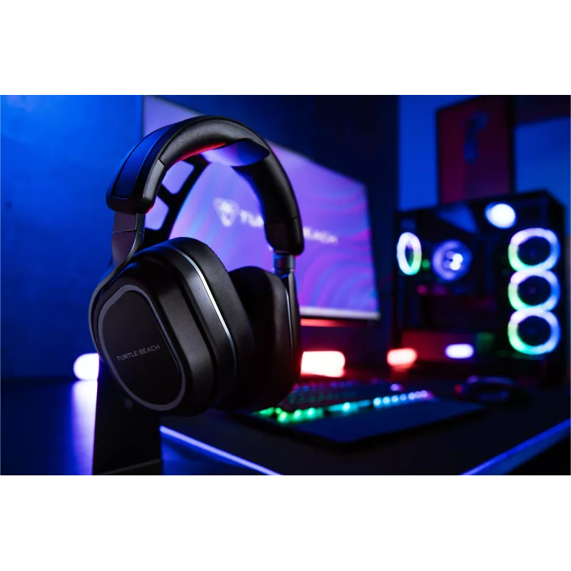 Turtle Beach Stealth 700 Black bezvadu spēļu austiņas PC, PS5, PS4 un mobilajām ierīcēm ar līdz 80 stundu akumulatoru, Bluetooth, diviem raidītājiem un 60 mm skaļruņiem