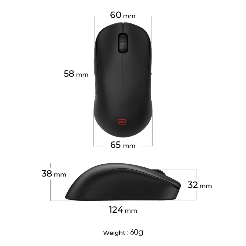 ZOWIE U2 bezvadu pele Gaming Ambidextrous RF Wireless Optical 3200 DPI