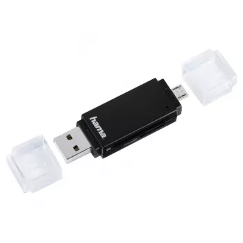 Hama Basic USB 2.0 OTG karšu lasītājs, SD/microSD, melns
