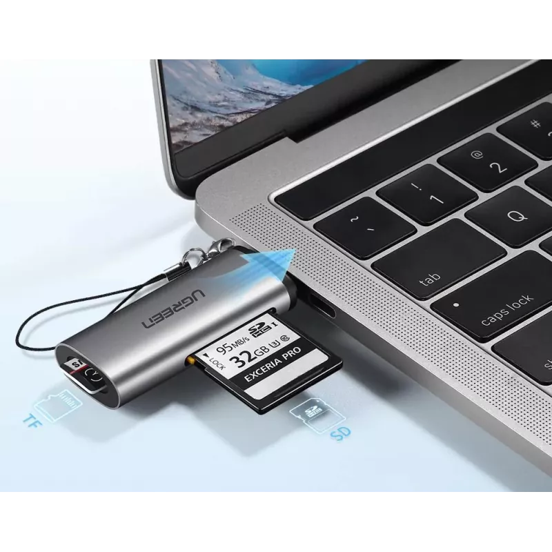 Ugreen 50704 karšu lasītājs USB 3.2 Gen 1 (3.1 Gen 1) Type-C Pelēks