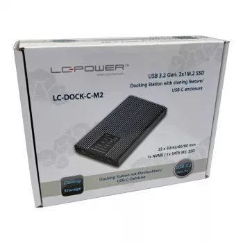 Ārējais SSD korpuss LC-Power LC-DOCK-C-M2 2 M.2 diskdziņiem 10 Gbit/s Antracīts