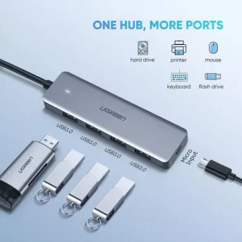 Ugreen 70336 USB centrmezgls USB 3.2 Gen 1 Type-C 5000 Mbit/s