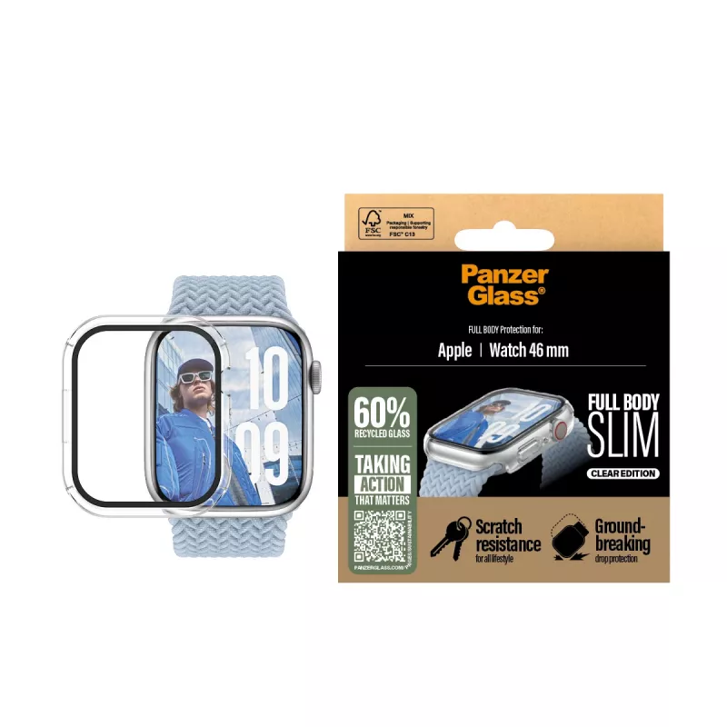 PanzerGlass® pilna korpusa aizsargmaciņš caurspīdīgs Apple Watch Series 11 | 10 | 46mm