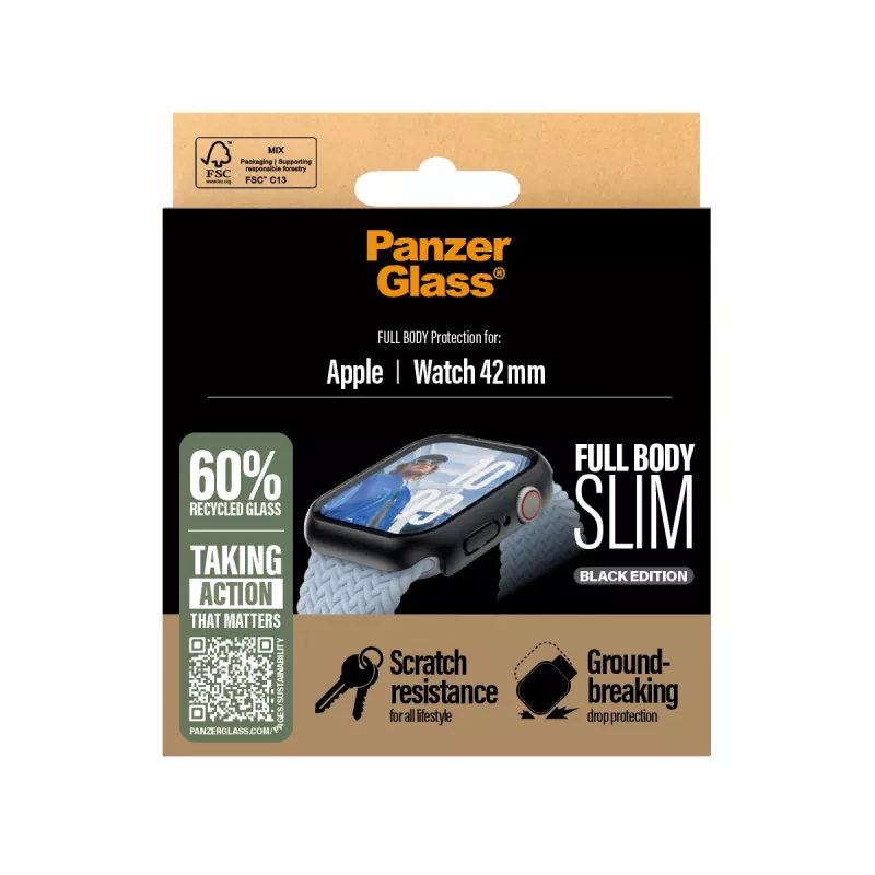 Aizsargstikls PanzerGlass Snappie Full Body Slim Black Apple Watch Series 10 42mm