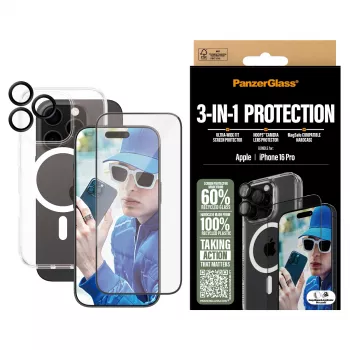3-in-1 aizsardzības komplekts PanzerGlass iPhone '24 6,3 collu Pro