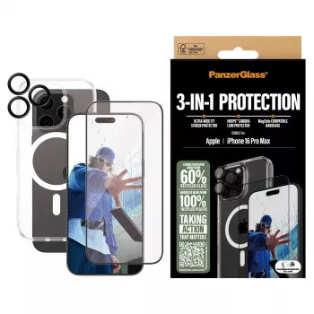 PanzerGlass® 3-in-1 Aizsardzības Komplekts iPhone 16 Pro Max