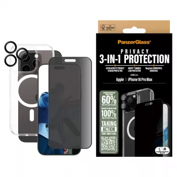 PanzerGlass 3-in-1 Privātuma aizsardzības komplekts iPhone 16 Pro Max