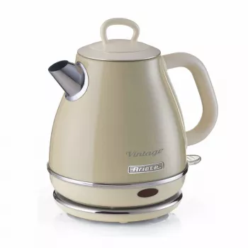 Ariete 2868 Vintage 1 L Elektriskā tējkanna no nerūsējošā tērauda uzlējumiem, tējai un zāļu tējām, automātiska izslēgšanās, ergonomisks rokturis, 1 litrs, 1600 W, gaiši bēšs