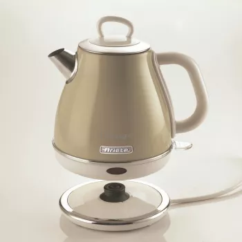 Ariete 2868 Vintage 1 L Elektriskā tējkanna no nerūsējošā tērauda uzlējumiem, tējai un zāļu tējām, automātiska izslēgšanās, ergonomisks rokturis, 1 litrs, 1600 W, gaiši bēšs