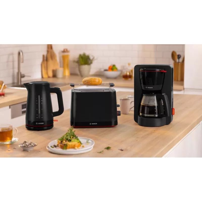 Pilienu kafijas automāts Bosch TKA3M133, 1.4 L ūdens tvertne, 15 tasīšu ietilpība, melns