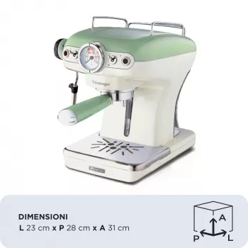 Ariete 1389 Vintage espresso kafijas automāts - Espresso automāts maltai kafijai vai ESE kapsulām, pasteļzaļā krāsā