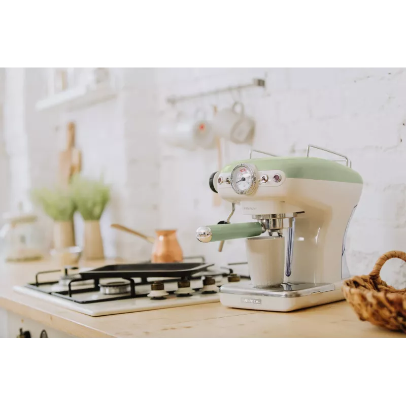 Ariete 1389 Vintage espresso kafijas automāts - Espresso automāts maltai kafijai vai ESE kapsulām, pasteļzaļā krāsā