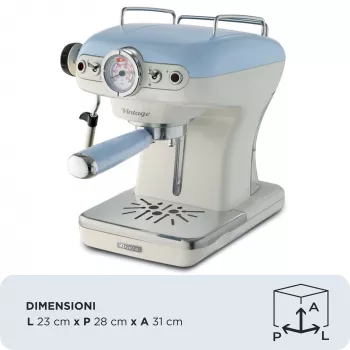 Ariete 1389 Vintage Espresso kafijas automāts - Espresso automāts maltai kafijai vai ESE kapsulām, pasteļzilā krāsā