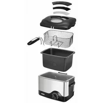 Unold 58615 Cepeškrāsns / Fritieris, 1200 W, 1,5 L, Melns/Nerūsējošais tērauds