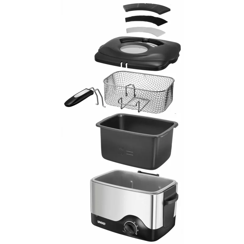 Unold 58615 Cepeškrāsns / Fritieris, 1200 W, 1,5 L, Melns/Nerūsējošais tērauds