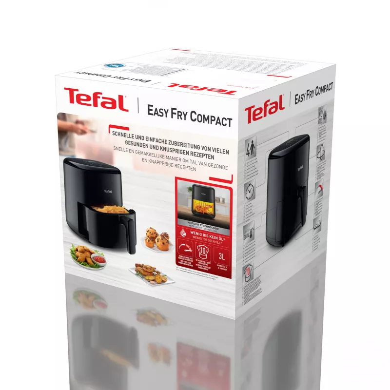 Karstā gaisa fritieris Tefal Easy Fry EY145810 — 3 L, 1300 W, skārienvadība, LCD displejs, melns