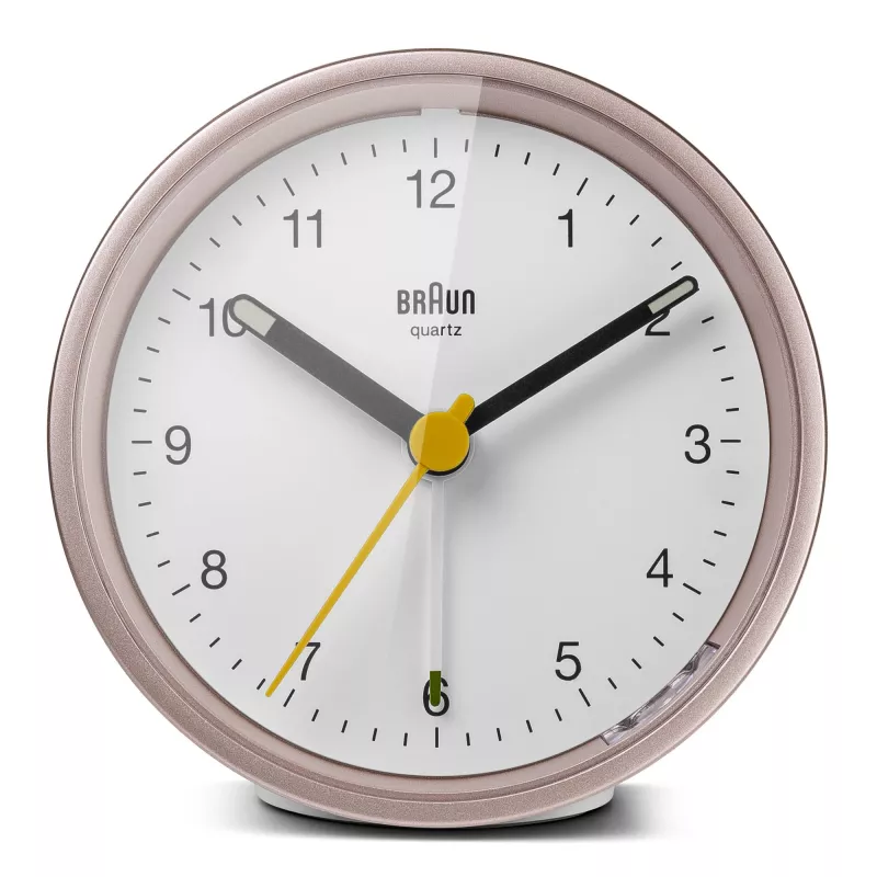 Braun BC12 kvarca modinātājpulkstenis rozā, balts