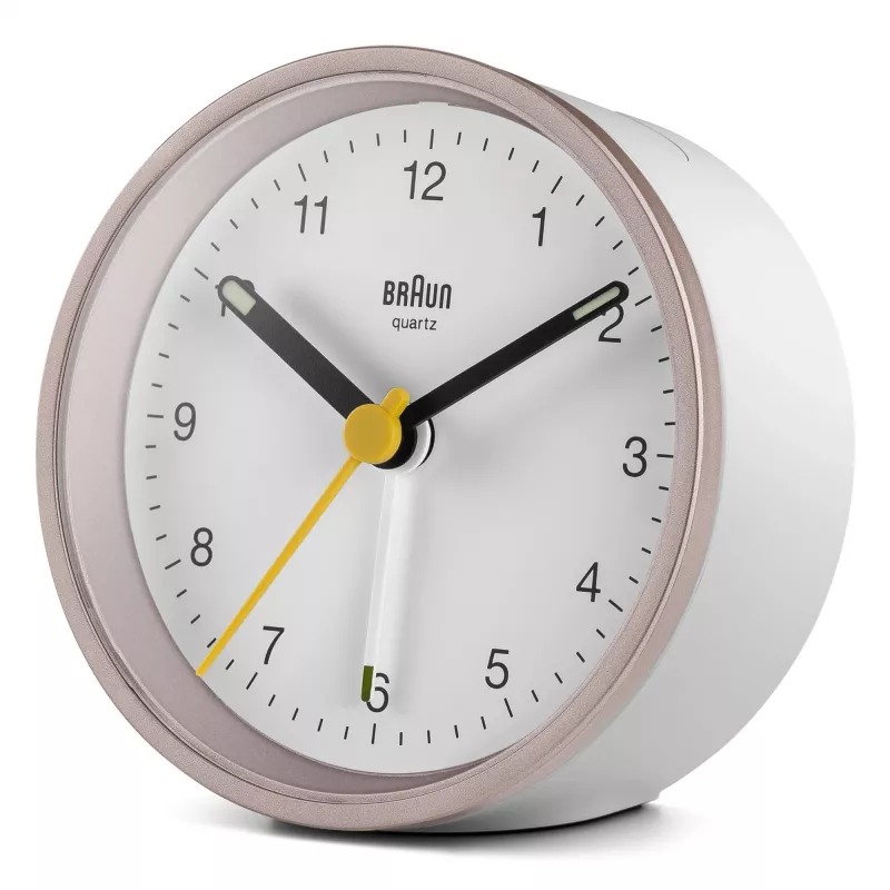 Braun BC12 kvarca modinātājpulkstenis rozā, balts