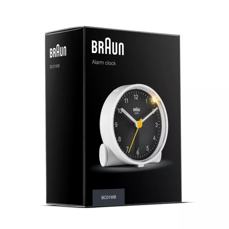 Braun BC01WB Kvarca modinātājpulkstenis Melns, Balts