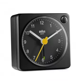 Braun BC02XB modinātājpulkstenis ar kvarca mehānismu, melns