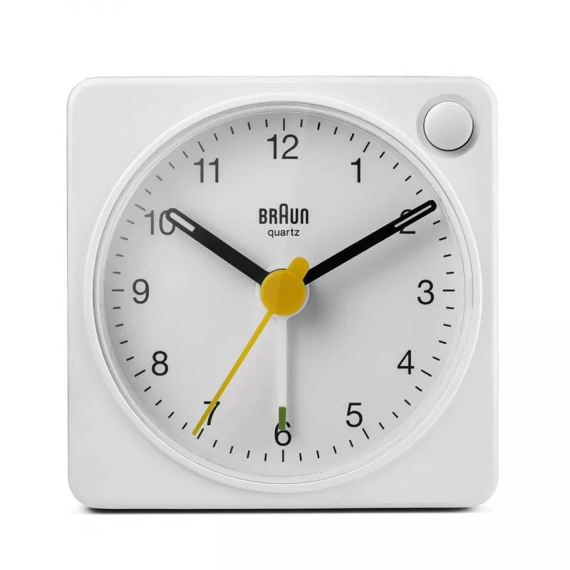 Braun BC02XW kvarca modinātājpulkstenis balts