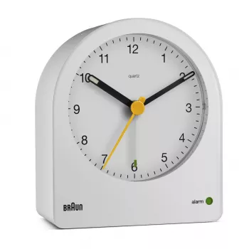 Braun BC22 Kvarca modinātājpulkstenis Balts, Dzeltena sekunžu rādītāja