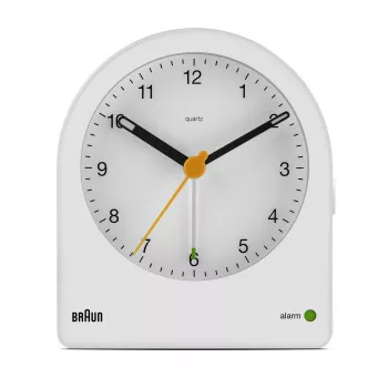 Braun BC22 Kvarca modinātājpulkstenis Balts, Dzeltena sekunžu rādītāja