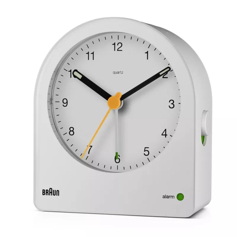 Braun BC22 Kvarca modinātājpulkstenis Balts, Dzeltena sekunžu rādītāja