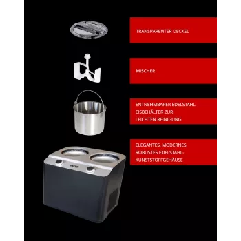 Unold Doppio kompresora saldējuma ražotājs 2,4 L 250 W Melns, Satīna tērauds