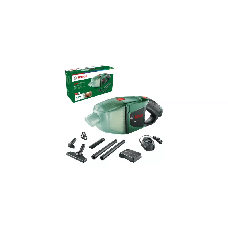 Bosch EasyVac 12 2-in-1 putekļsūcējs bezvadu, bez maisa, melns/zaļš, 2.5 Ah