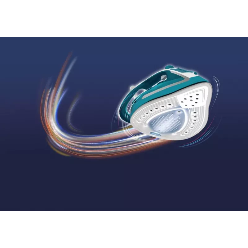 Tefal EasyGliss Plus FV5737 sausā un tvaika gludeklis ar Durilium zoli 2500 W, tirkīzzils, balts