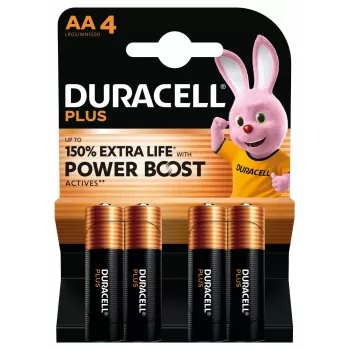 Duracell Plus AA sārma baterijas, 1,5 V, 4 gab., 50 mm