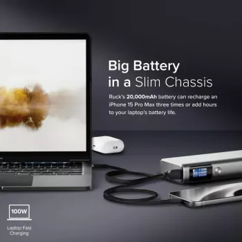 Power Bank ALOGIC Ruck 20000mAh, 130W USB lādētājs