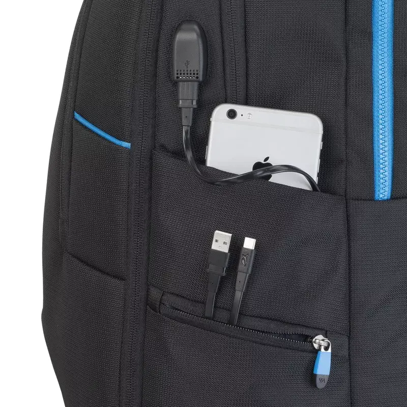 Mugursomas soma Rivacase 7860 43,9 cm (17,3 collu) klēpjdatoriem, poliesters, melna/zila