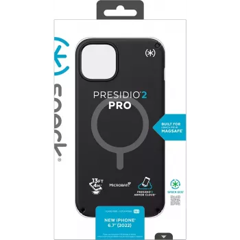 Speck Presidio2 Pro + MS Apple iPhone 14 Plus/15 Plus Black - ar Microban izturīgu maciņu