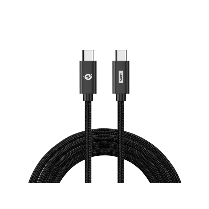 Conceptronic ETTA03B12 USB C-C PD 3.1 ātrās uzlādes kabelis 1,2 m, 240W, 48V 5A, 480Mbps, pīts