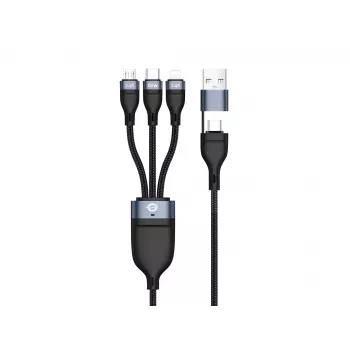 Conceptronic ETTA05B15 USB 3-in-1 PD 3.0 60W uzlādes kabelis 1,5 m, 20V 3A, 480Mbps
