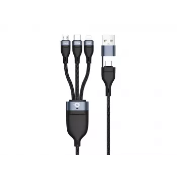 Conceptronic ETTA06B15 USB 3-in-1 PD 3.0 100W ātrās uzlādes kabelis 1.5m, 20V 5A, 480Mbps, E-Mark