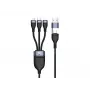 Conceptronic ETTA06B15 USB 3-in-1 PD 3.0 100W ātrās uzlādes kabelis 1.5m, 20V 5A, 480Mbps, E-Mark