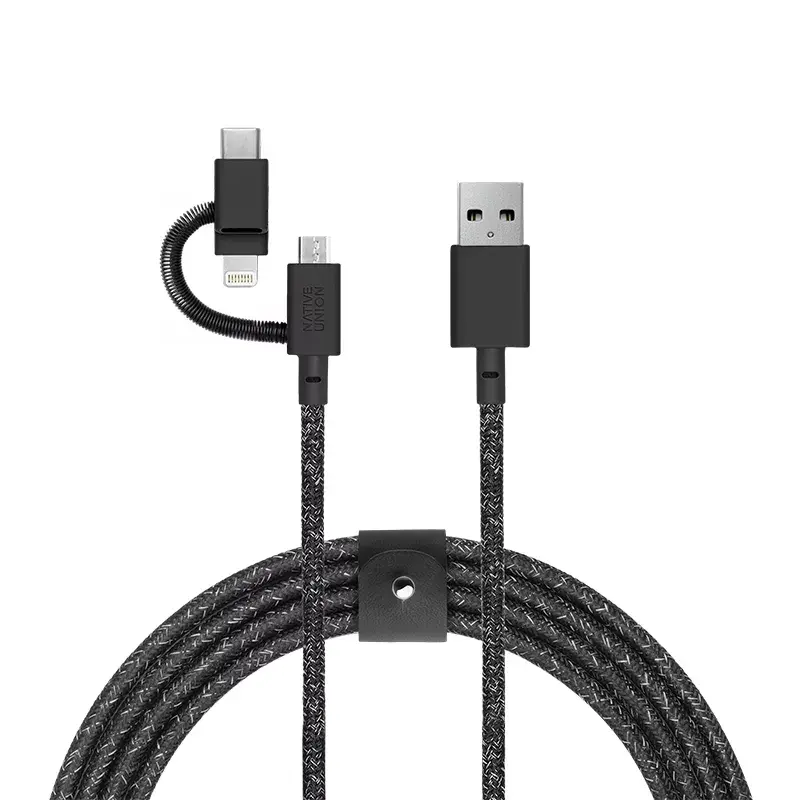 USB kabelis Native Union BELT-ULC-CS-BLK-NP 2m USB A USB C/Micro USB A/Lightning Melns