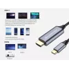 Conceptronic USB-C uz HDMI kabelis, vīrietis-vīrietis, 4K 60Hz, 2 m