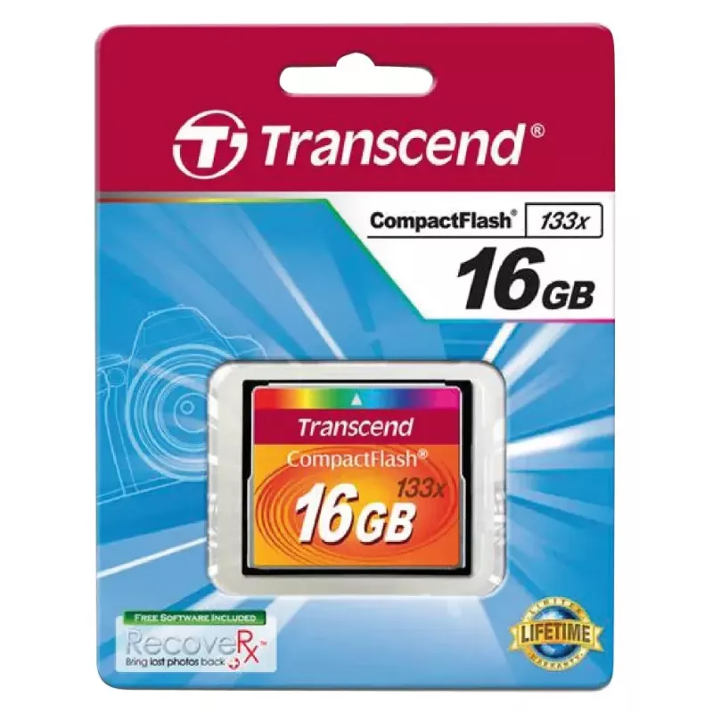 CompactFlash karte Transcend TS16GCF133 16GB, 50MB/s lasīšana, 20MB/s rakstīšana