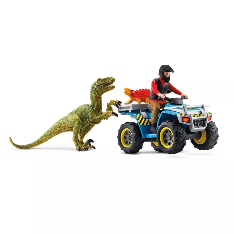 schleich Dinozauri Kvadracikla bēgšana no Velociraptora