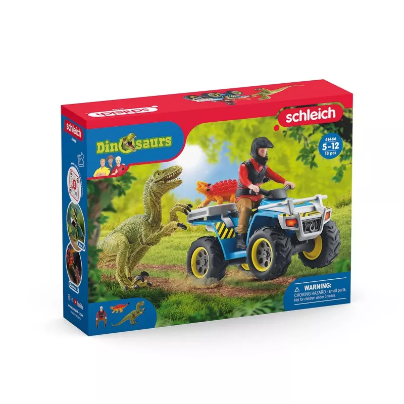 schleich Dinozauri Kvadracikla bēgšana no Velociraptora