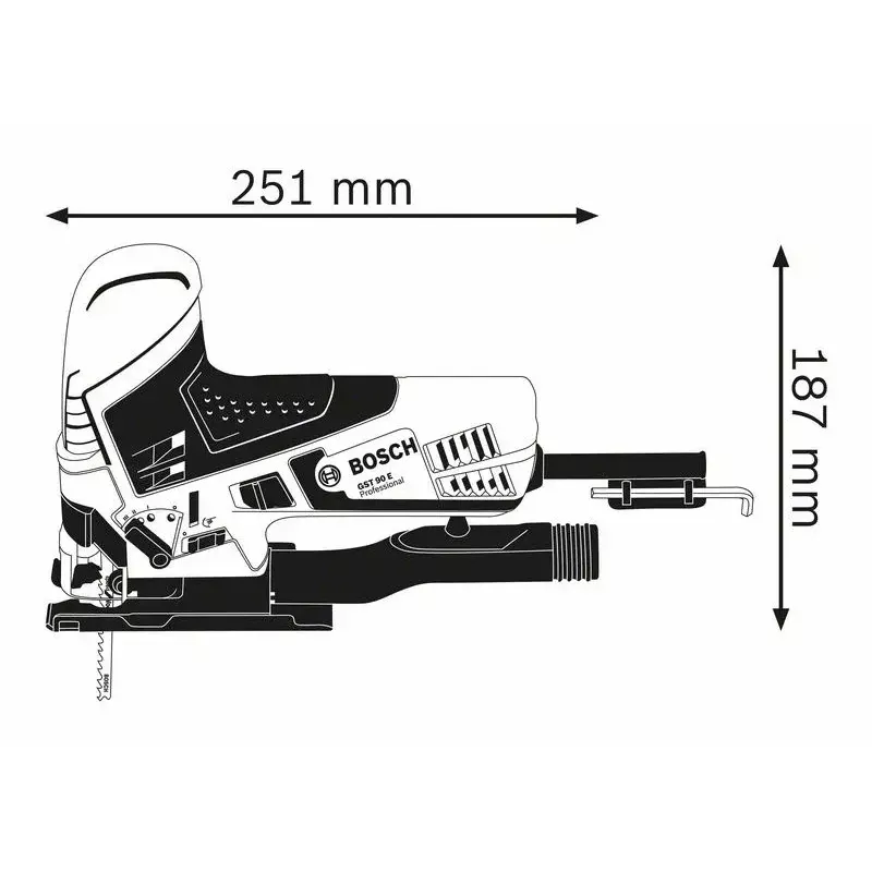 Bosch GST 90 E Professional 060158G000 finierzāģis, 650 W, ar koferi, zils/melns