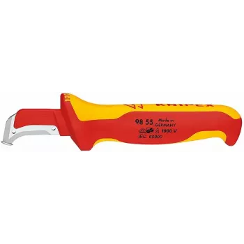 Knipex 009855 Fiksēta asmens nazis, metāliski sarkans dzeltens