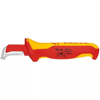 Knipex 009855 Fiksēta asmens nazis, metāliski sarkans dzeltens