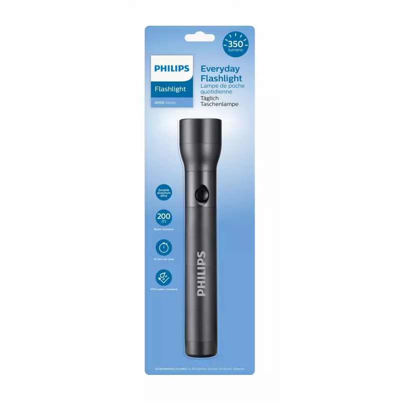 Philips SFL4003T/10 LED kabatas lukturis, melns, Push slēdzis