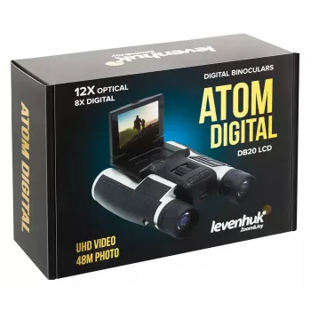 Binoklis Levenhuk Atom DB20 ar 20× palielinājumu un iebūvētu 2 MP kameru, LCD displeju
