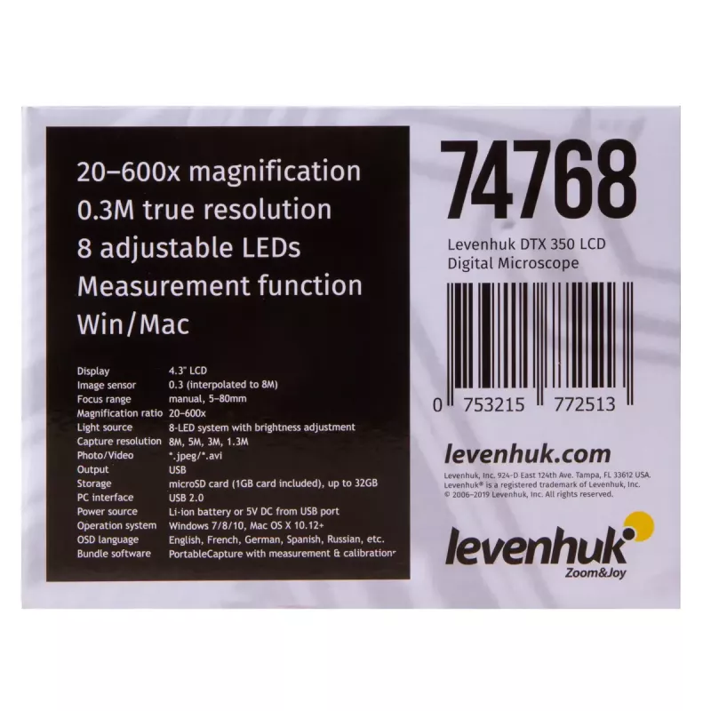 Digitālais mikroskops Levenhuk DTX 350 LCD, 600x palielinājums